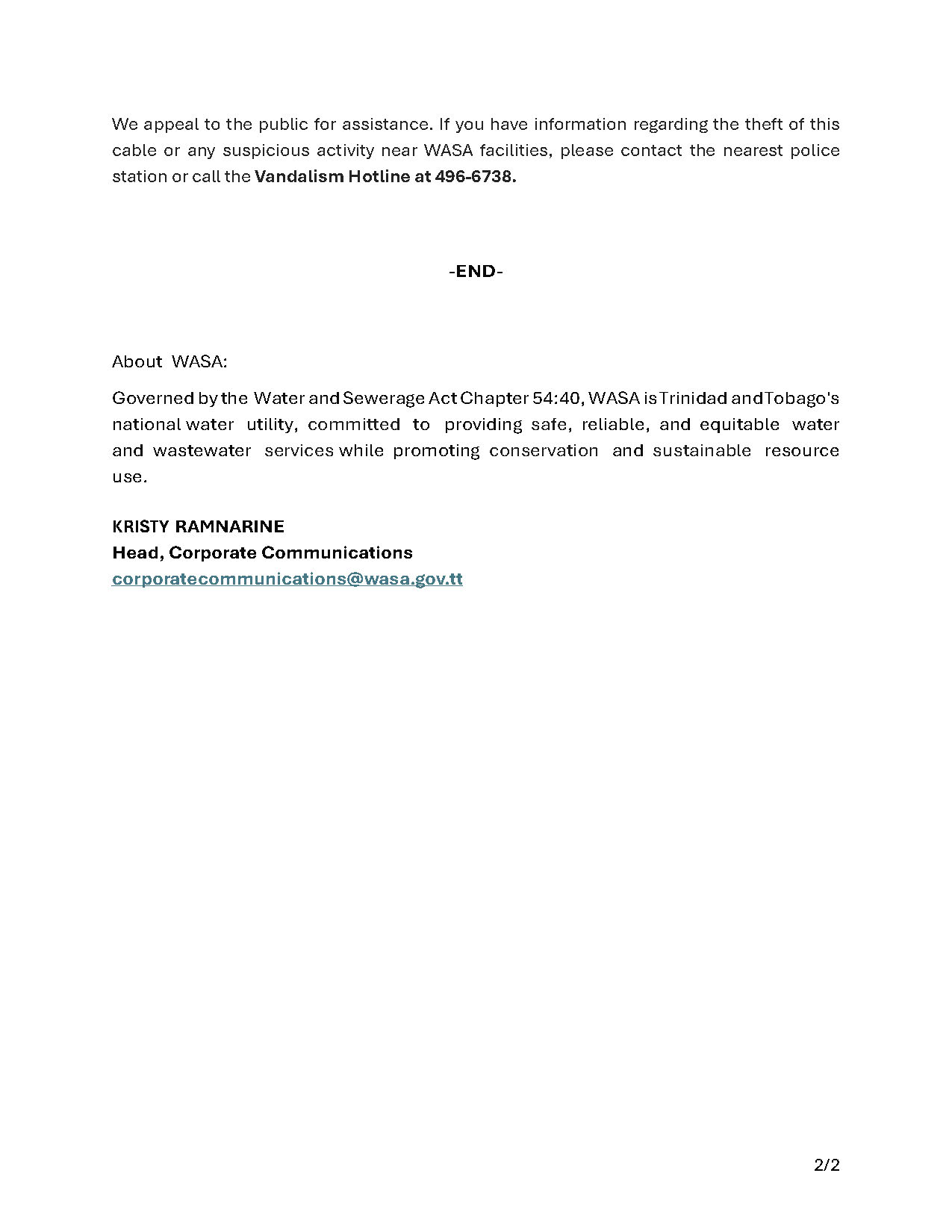 WASA Condemns Vandalism at St. Joseph Booster Mayaro -pg2
